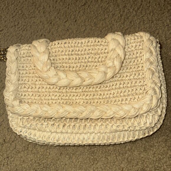 H&M handbag Boho Woven Straw Rattan Shoulder Bag 8”X 11” - Picture 1 of 10